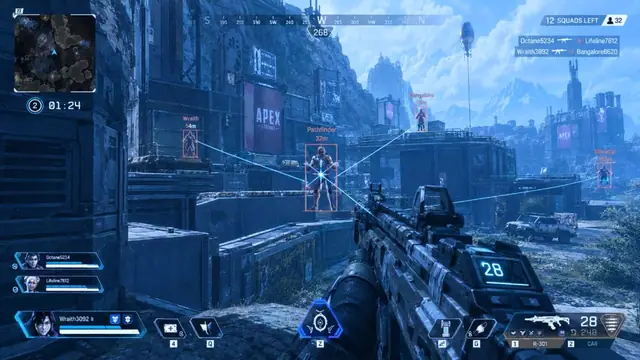 APEX HACK aimbot and wallhack x-ray view with loot ESP overlays